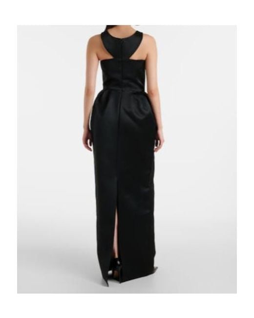 Safiyaa Black Trecchi Embroidered Duchesse Gown