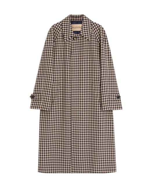 Valentino Brown Checked Single-Breasted Coat for men