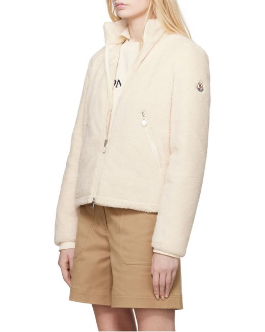 Moncler White Polignac Teddy Short Down Jacket