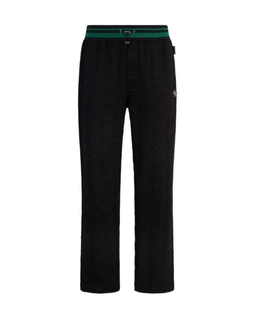 Philipp Plein Black Jacquard Monogram Track Pants for men