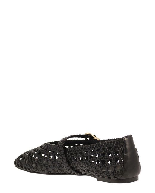 Stuart Weitzman Black Woven Flat Shoes