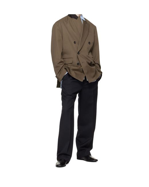 Ssstein Black Wool Straight Leg Casual Pants for men