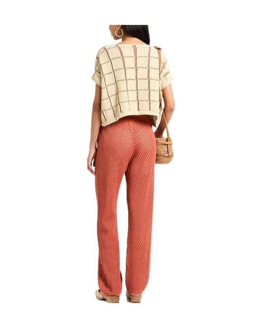 Brunello Cucinelli Red Straight-Leg Elastic Waist Trousers
