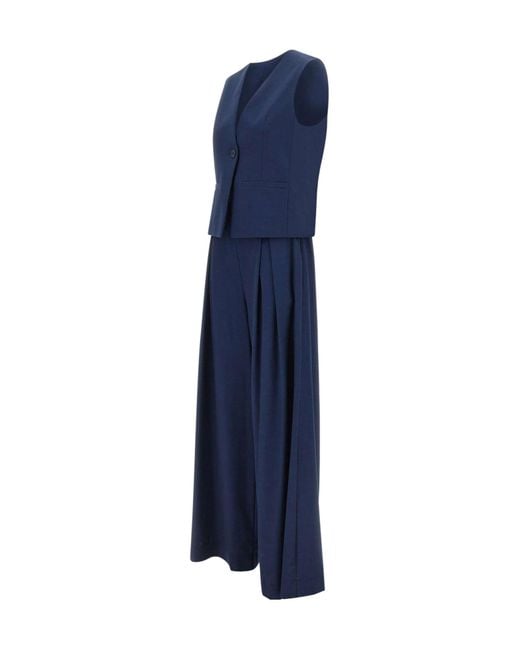 Kaos Blue Sleeveless Vest Palazzo Suits