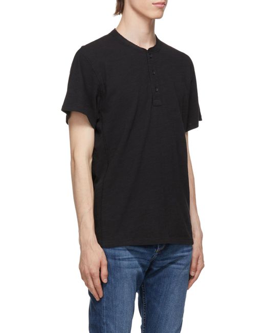 Rag & Bone Black Short-Sleeve Henley T-Shirt for men