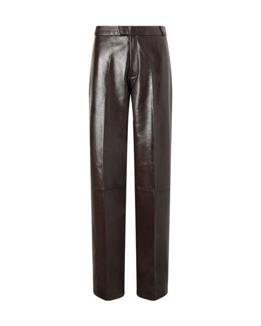 Arma Brown Palermo Leather Straight-Leg Pants