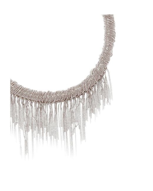 Fabiana Filippi White Chain Fringe Necklace