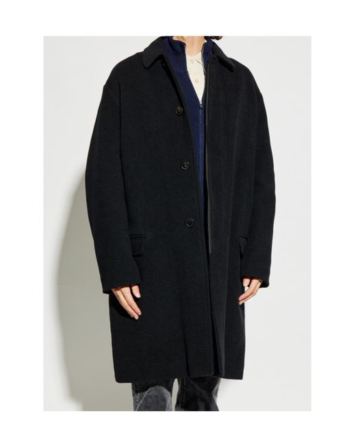 Isabel Marant Black Collared Button-Fastening Coat for men