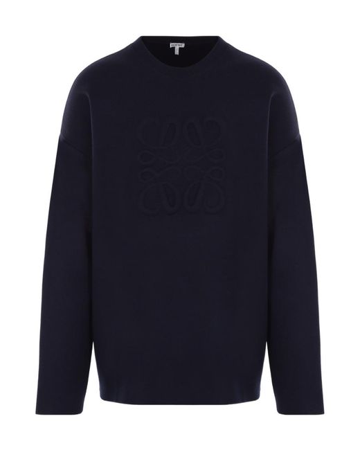 Loewe Blue Logo Detailed Crewneck Jumper for men