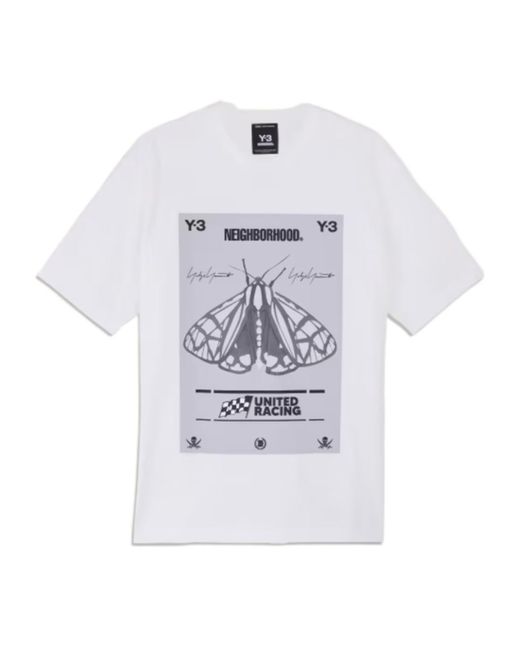 Y-3 White Logo Printed Crewneck T-Shirt for men