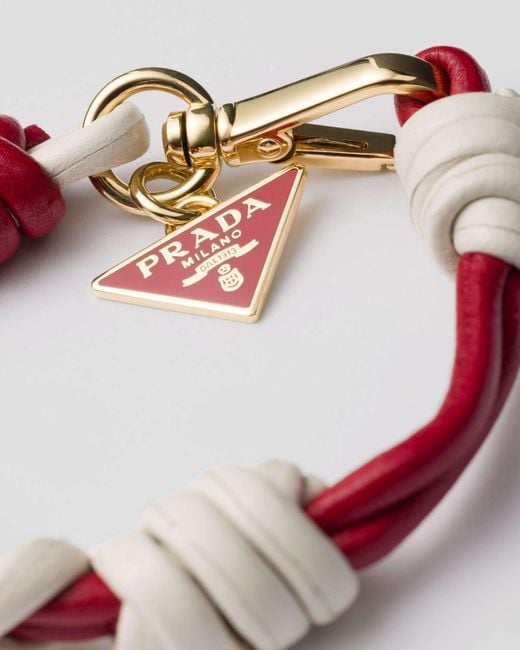 Prada White Braided Nappa Leather Bracelet
