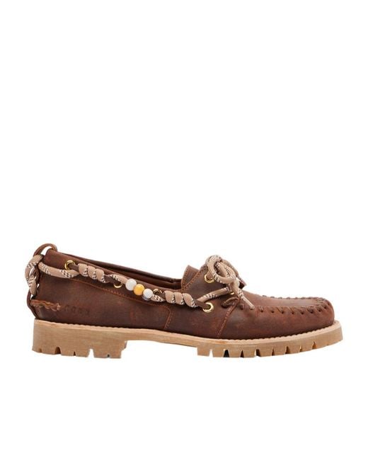 Golden Goose Deluxe Brand Brown Cruise Beaded Suede Boat Shoes