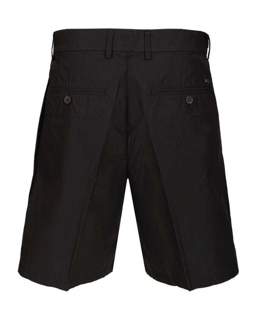 Emporio Armani Black Pleated Bermuda Shorts for men