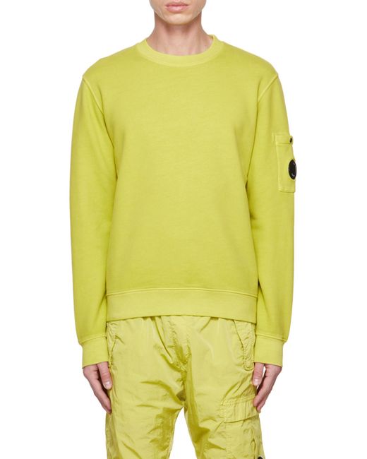 C P Company Yellow Emerized Diagonal Fleece Sweatshirt for men