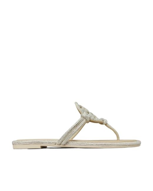 Tory Burch Metallic Miller Pavé Embellished Thong Slippers