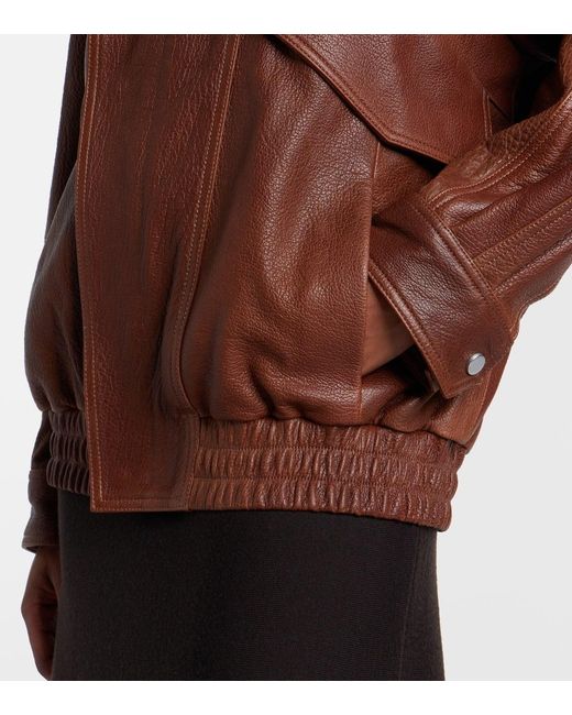 Nour Hammour Brown Ariste Leather Bomber Jacket