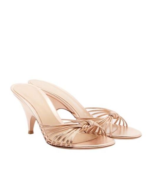 Gianvito Rossi Pink Metallic Leather Mules