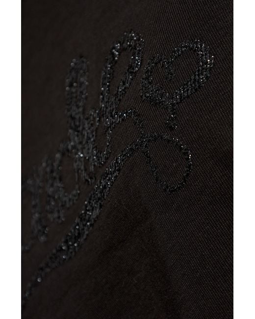 Moncler Black Logo Embroidered Crewneck T-Shirt