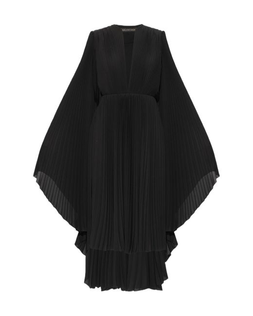 Balenciaga Black Pleated Maxi Dress