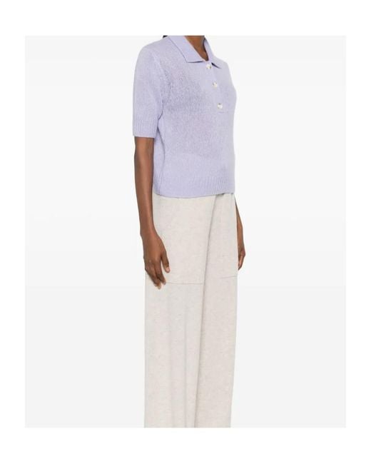 Lisa Yang Purple Short-Sleeved Knitted Polo Shirt