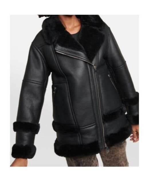 Blancha Black Leather And Shearling Jacket