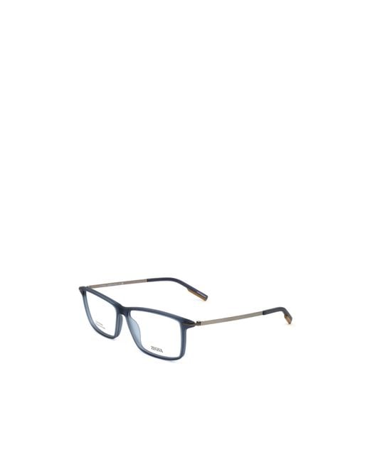 Zegna White Rectangle Frame Glasses for men