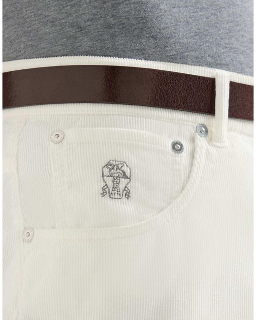 Brunello Cucinelli White Garment-Dyed Five-Pocket Italian-Fit Trousers for men
