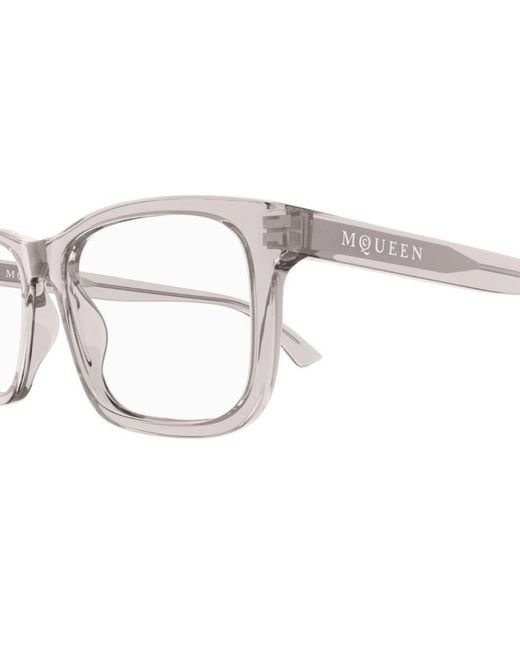 McQueen White Eyewear Rectangle Frame Glasses for men