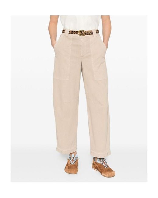 Closed Natural Rhannon Patch-Pocket Tapered Trousers