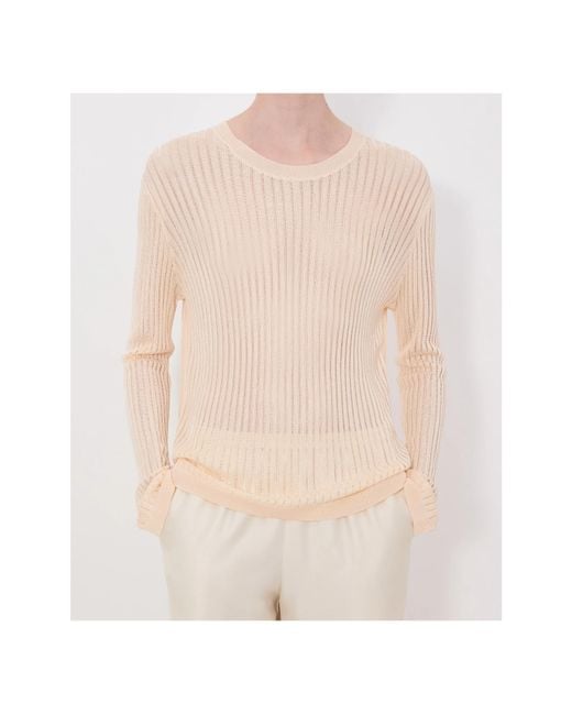 Loulou de Saison Natural Hedora Sheer Ribbed Knitted Sweater