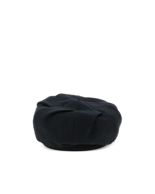 Yohji Yamamoto Black Tuck Casquette Linen Cap for men
