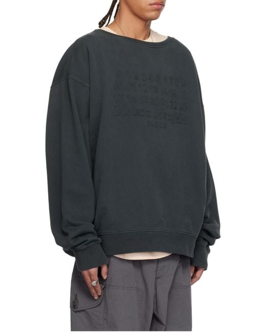 Maison Margiela Gray Numbers Motifed Crewneck Sweatshirt for men