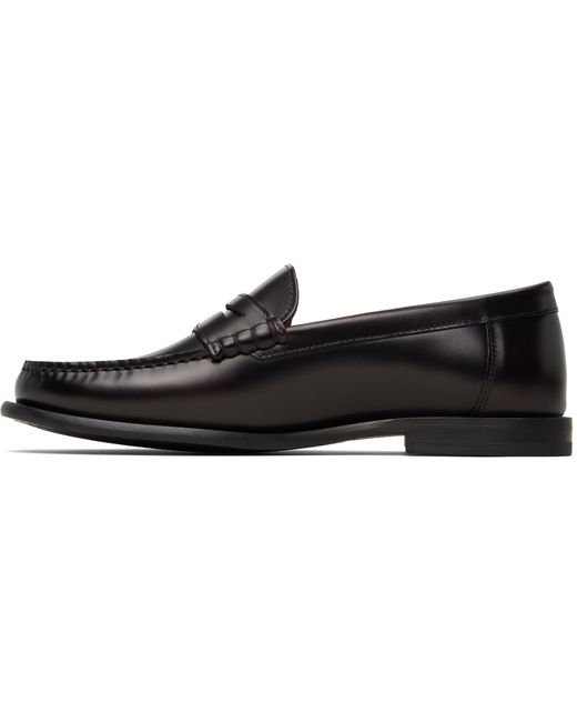Boss Black Leather Penny Trim Loafers for men