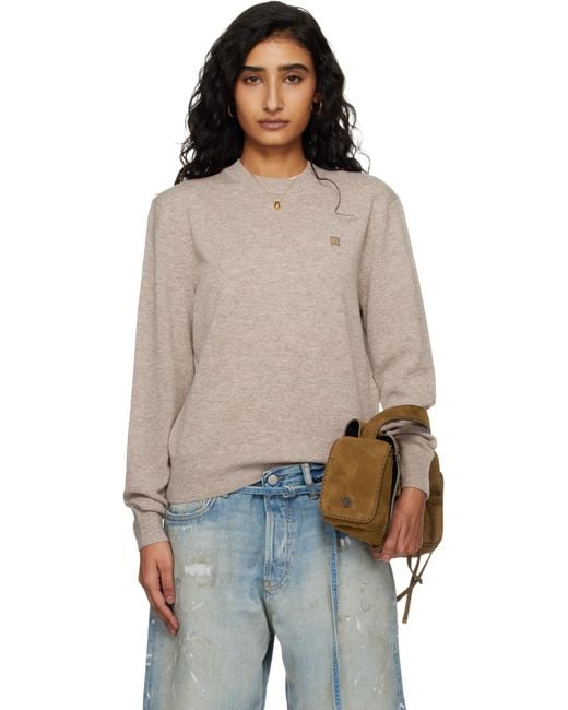 Acne Gray Crew Neck Long-Sleeved Sweater for men