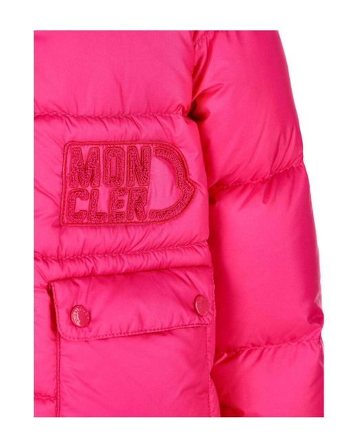 Moncler Pink Hooded Long-Sleeved Down Jacket