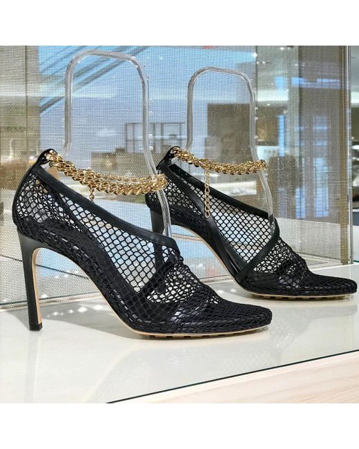 Bottega Veneta Black Mesh Overlay Pumps