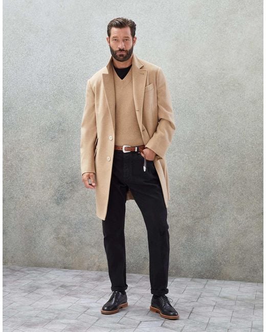 Brunello Cucinelli Natural Single-Breasted Cashmere-Blend Coat for men