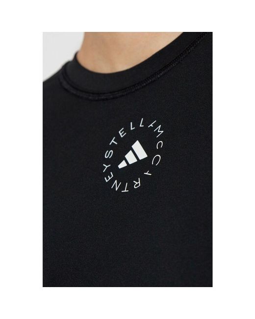 Adidas By Stella McCartney Black Truestrenght Logo Printed Top
