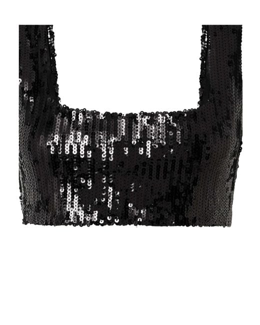 Galvan Black Sequined Tulle Top