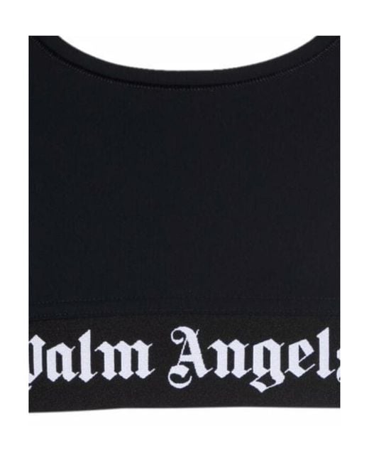 Palm Angels Black Scoop Neck Cropped Vest Top