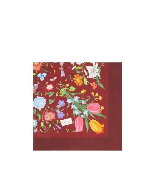 Gucci Red Printed Twill Scarf