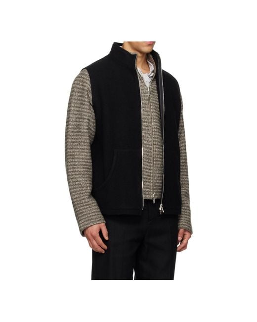 Rier Black Full-Zip Wool Vest for men