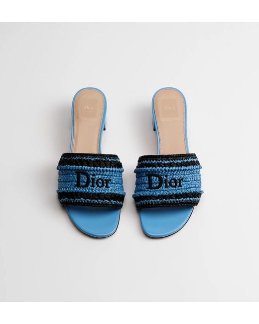 Dior Blue Woven Heeled Slide
