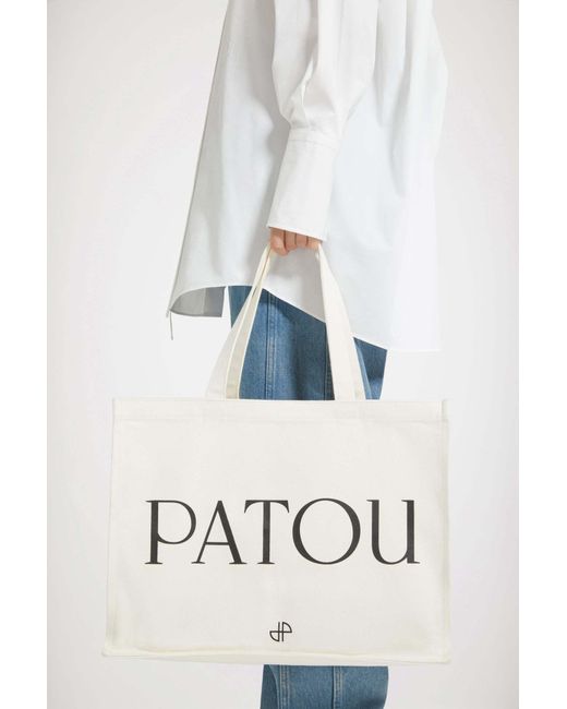 Patou White Logo-Printed Top Handle Bag