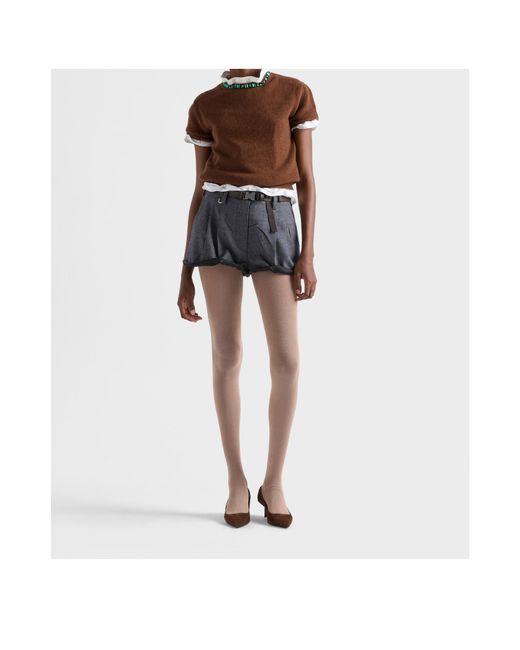 Prada Blue Logo-Patch Shorts