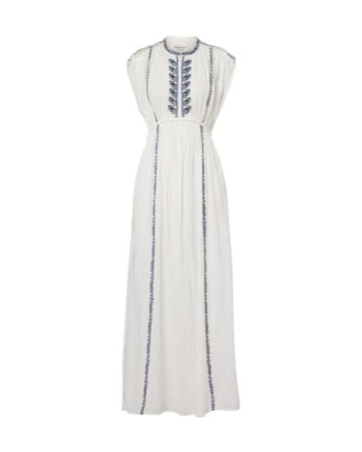 Isabel Marant White Liviane Embroidered Cotton Maxi Dress