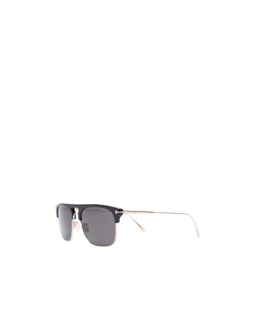 Tom Ford White Lee Square-Frame Tortoiseshell Sunglasses for men