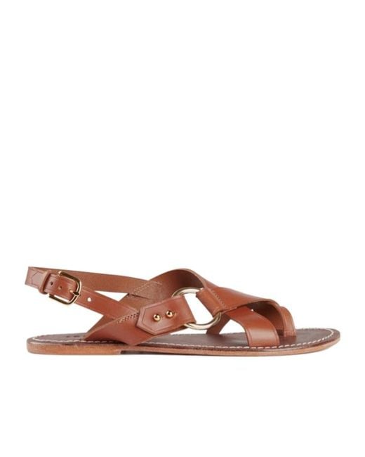Soeur Brown Round-Headed Flat Sandals