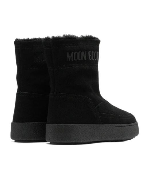 Moon Boot Black Logo Printed Zip Detail Boots