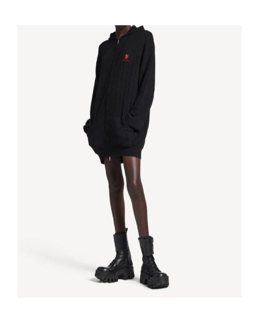 Balenciaga Blue Logo-Embroidered Zipped Hoodie